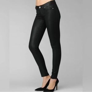 Paige Women's Verdugo Ultra Skinny Jeans Black Silk Coated Stretch 25